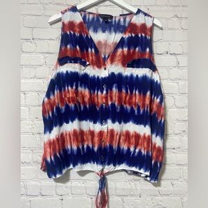 Rock & republic blouse no sleeves red white and blue